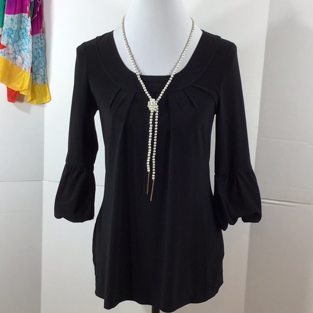 WHBM black pull on tunic top XS